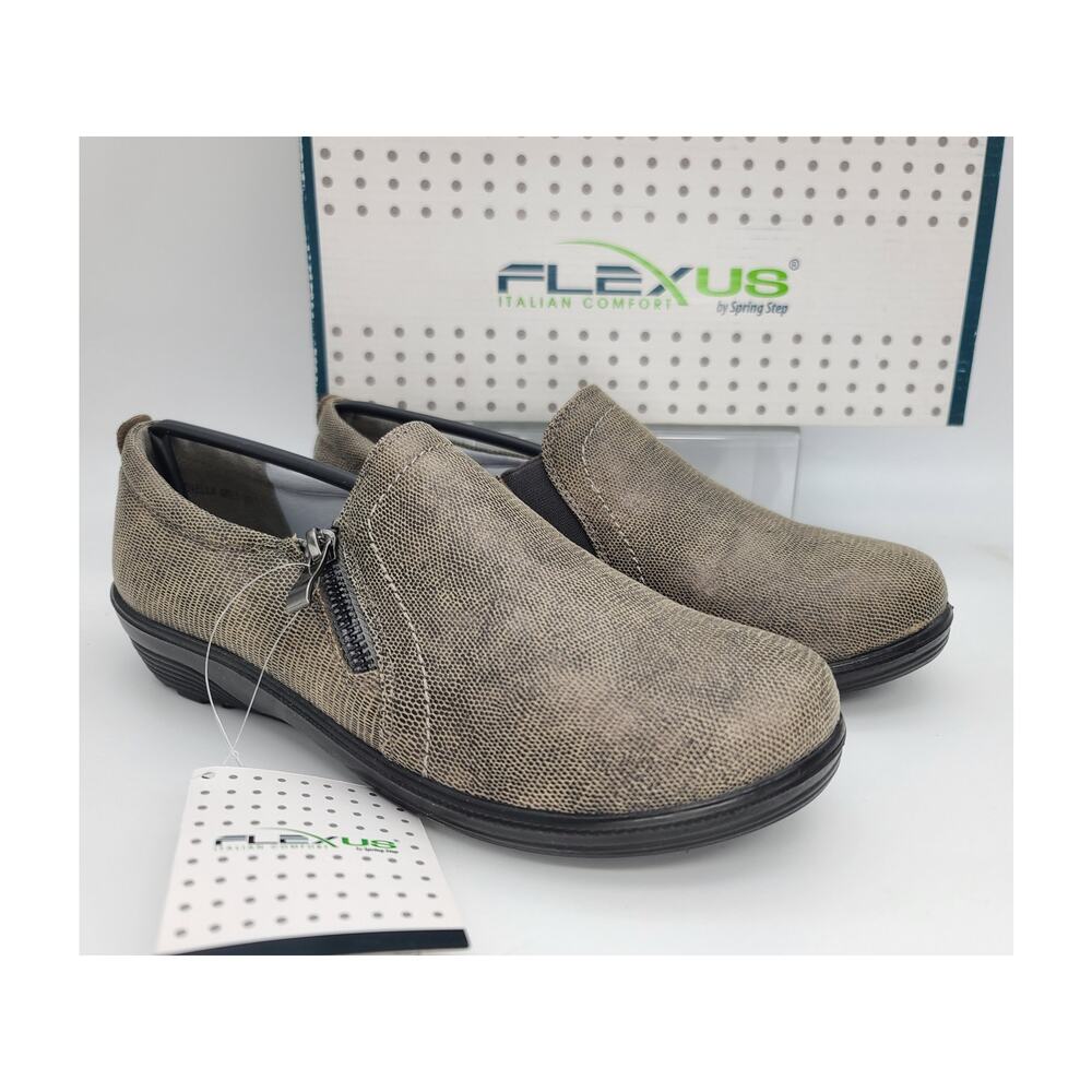 NWT Flexus by Spring Step Mandiela Gray Women Slip-On Comfort Shoes Size 8.5(39)